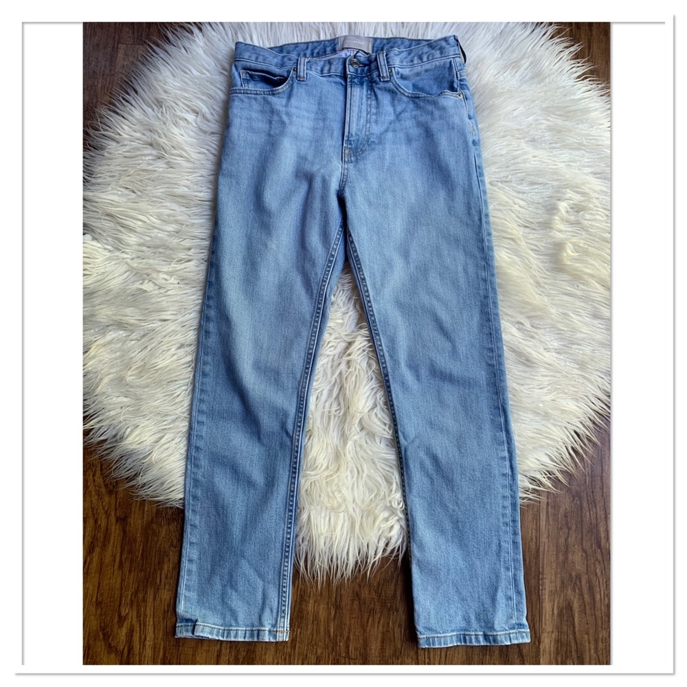 Everlane Straight Slim Jeans Zip Fly Button Waist Light Blue Denim Size 27